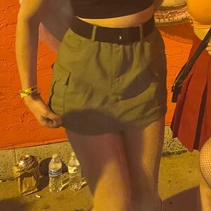Green cargo skirt